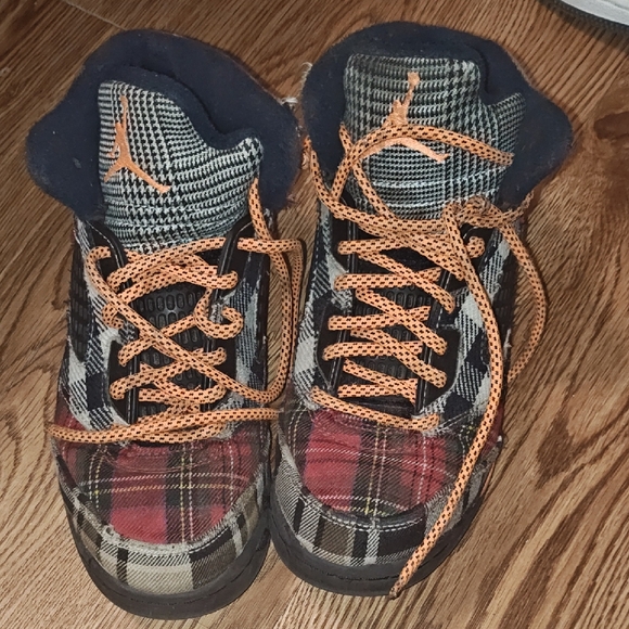 Jordan Other - Jordan Kids Plaid Sneakers with Orange Accents